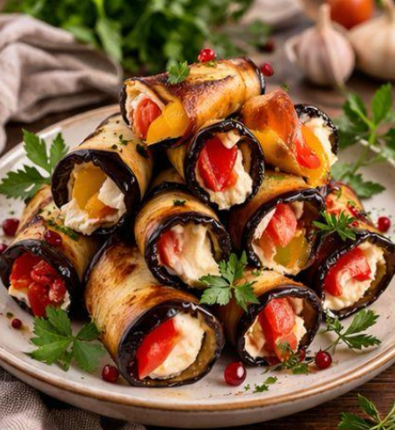 Gefüllte Blini mit Frischkäse und Gemüse