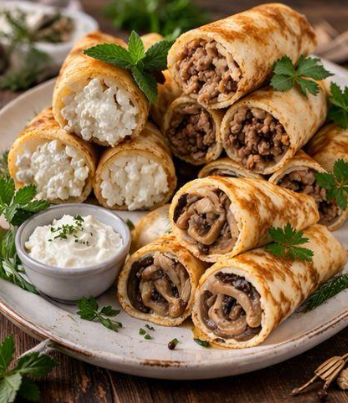 Blini mit Quark oder Hackfleisch
